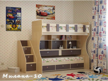 Двухъярусная кровать для детей Милана-10, спальные места 190х80 см